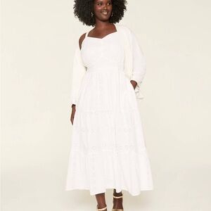 NWT White Eyelet Tiered-Skirt Maxi Sun Dress by Lane Bryant! Size 24